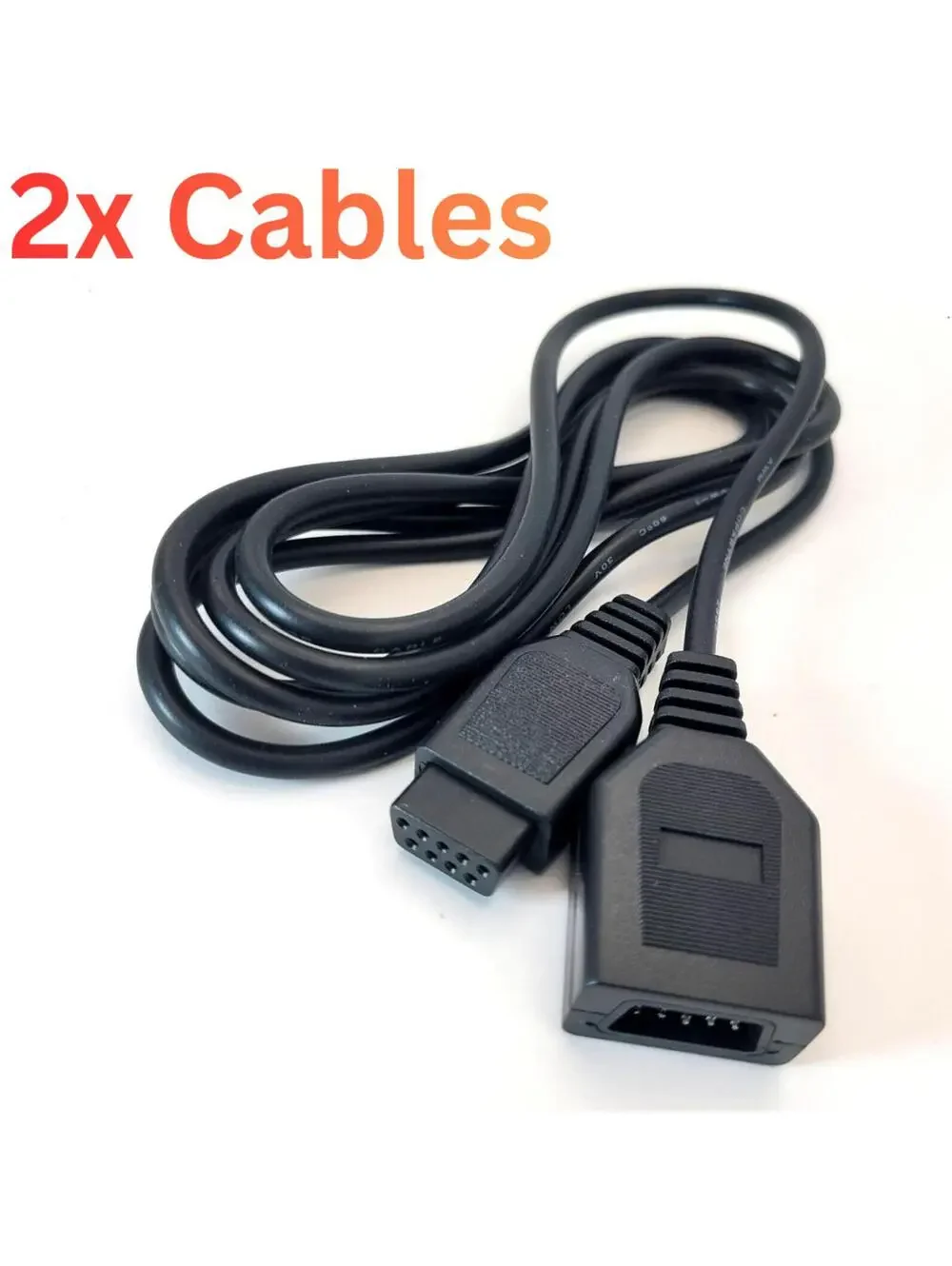 2x Atari 2600 Controller Extension Cable Cord (6 Feet)